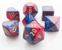 Gemini Blue-Red / Gold 7 Dice Set - CHX26429